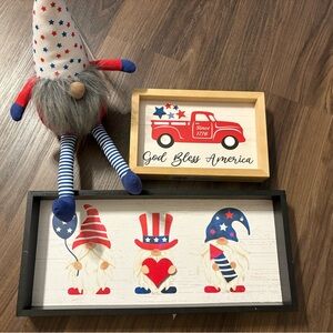 Patriotic Gnome Decor Set - Red, Blue, White
